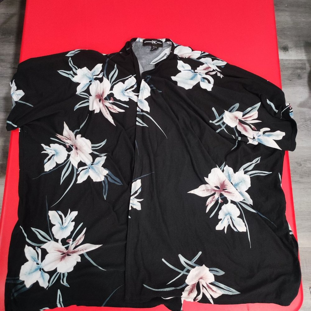 IWC black floral print kimono women's one size